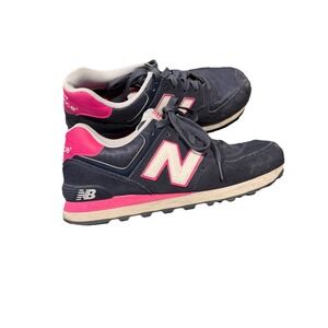 New Balance 574 Navy Pink‎ Platform Liftstyle Shoe WL574ZCB Women 9 Excellent